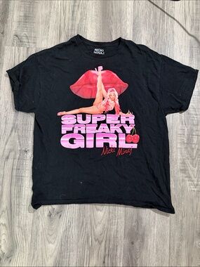 Nicki Minaj Black Tee with Pink and Red Graphic